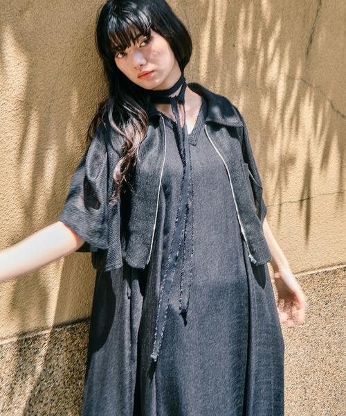 ワンピース 「STUDIOUS/ステュディオス」「チョーカー⇔ベルト2WAYワンピ」V Neck Sleeveless Mesh Dress/Vネックスリーブレスメッシュドレス/ウォッシャ…