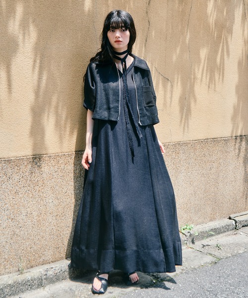 ワンピース 「STUDIOUS/ステュディオス」「チョーカー⇔ベルト2WAYワンピ」V Neck Sleeveless Mesh Dress/Vネックスリーブレスメッシュドレス/ウォッシャ…