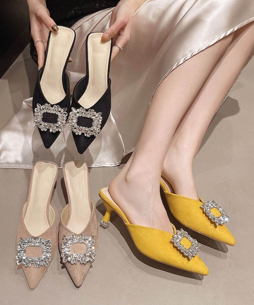 ディオール　レース　パンプス　35 ミュール　サンダル Christian DIOR ディオール スリングバック ミュール ハイヒール