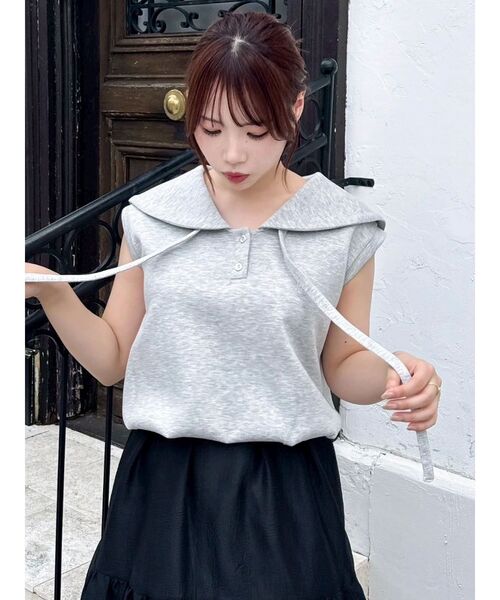 tシャツ ダブルフリルセーラーカラーニットトップス レディース dazzlin tシャツ セーラーカラースウェット レディース