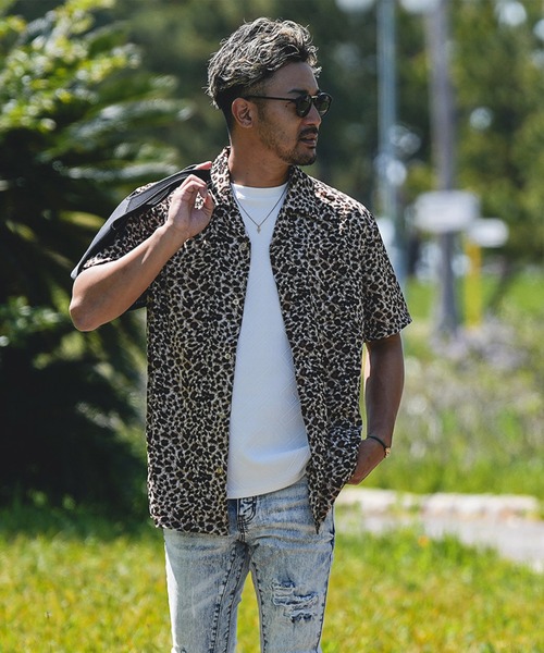 最終値下げ！！glamlipsレオパード柄ショート丈シャツ GB0226/SH07 : Leopard Open Collar Shirt / レオパードオープンカラー