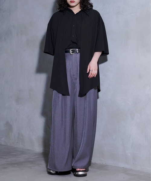 Ellno Loset【黒色コラボ】ドレープアシメレイヤードシャツ M 完売品 Ellno Loset シャツ 「黒色コラボ」ドレープアシメレイヤード