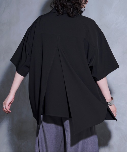Ellno Loset【黒色コラボ】ドレープアシメレイヤードシャツ M 完売品 Ellno Loset シャツ 「黒色コラボ」ドレープアシメレイヤード