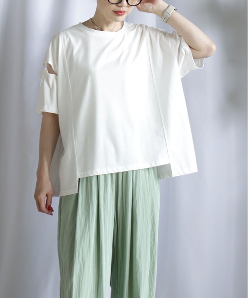 tシャツ オープンスリーブプルオーバー レディース