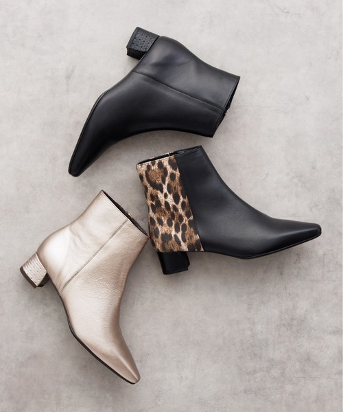 新品　HIMIKO　サイドジップショートブーツ　ポインテッドトゥ　グレージュ HIMIKO ブーツ 「HIMIKO」「撥水」ポインテッドトゥショートブーツ