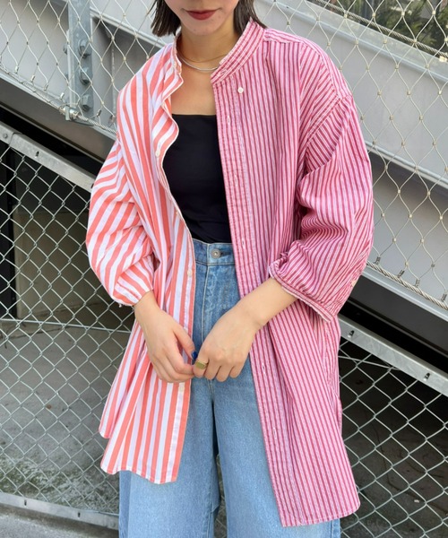 「etsinta」 7分袖ブラウス ONE SIZE レッド レディース