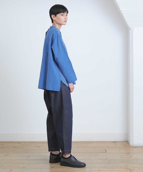 美品　プランテーション　レディース　洗える　トップス　ブラウス　ゆったり　青　M Plantation レディースシャツ、ブラウス｜トップス