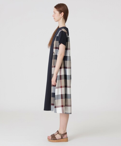 BLUE LABEL CRESTBRIDGE 】クリアポンチサイドチェックワンピ BLUE LABEL CRESTBRIDGE ワンピース 「一部店舗限定」コンパクト