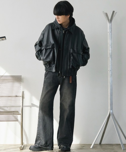 「WYM LIDNM」 ジップアップパーカー M ブラック メンズ_画像8