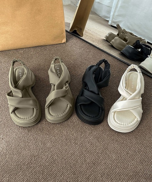 「Miniministore」 ヒールサンダル 24.0cm カーキ レディース_画像3