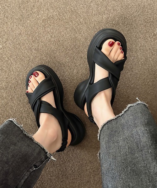 「Miniministore」 ヒールサンダル 24.0cm カーキ レディース_画像4