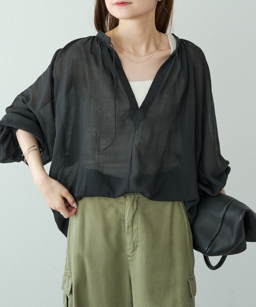 PUAL CE CIN ブラウス pual ce cin ブラウス シャツ シアーガーゼスキッパーブラウス