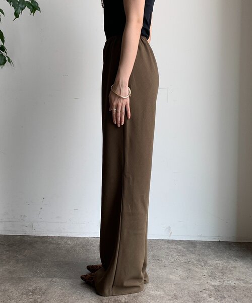 ワイドパンツ パンツ バイヤスセミフレアパンツ レディースの画像