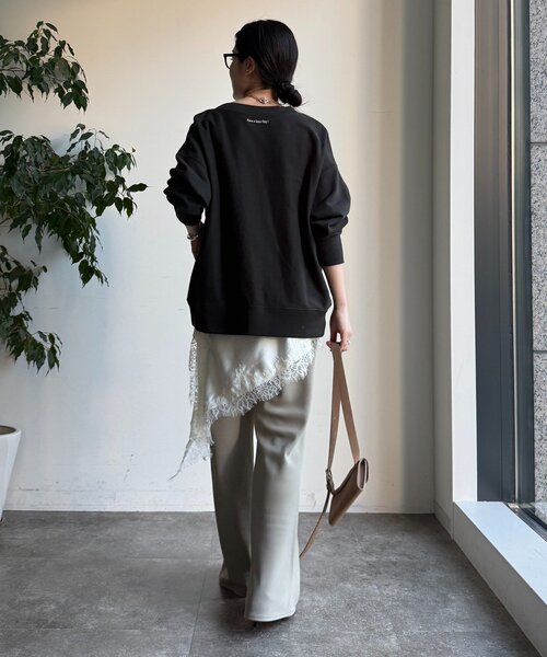 ワイドパンツ パンツ バイヤスセミフレアパンツ レディースの画像