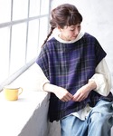 ベスト ジレ 夜長のチェックなベスト レディースの詳細画像2