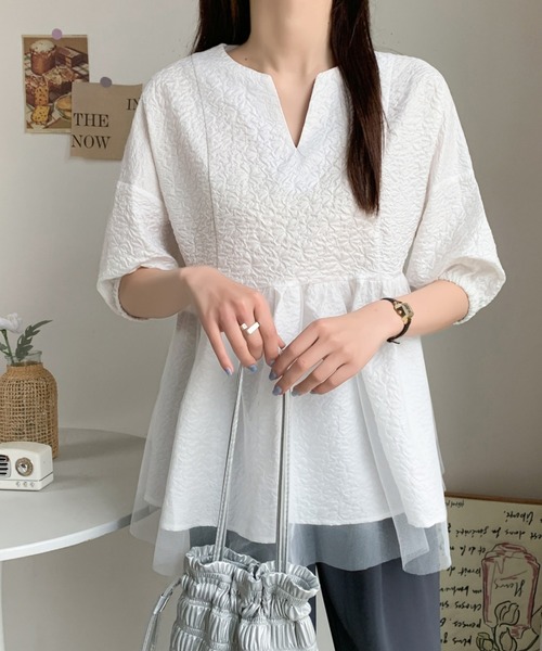 「ABITOKYO」 半袖ブラウス L ホワイト レディース_画像5