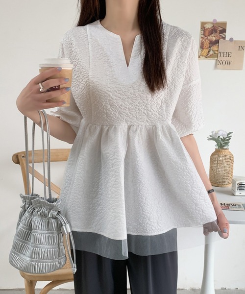 「ABITOKYO」 半袖ブラウス L ホワイト レディース_画像8