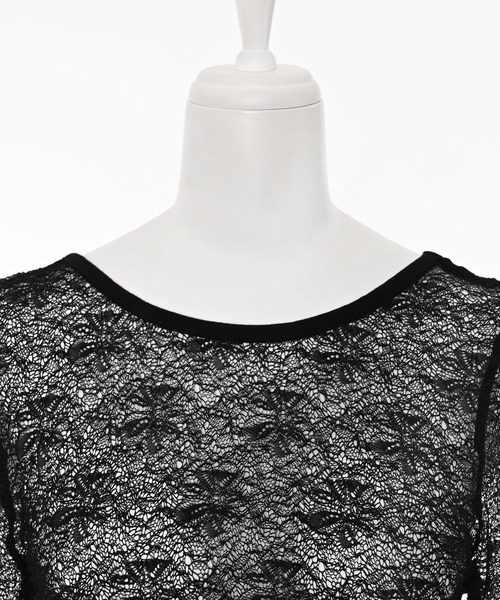 ナルシス  レースつきトップス Narcissus（ナルシス） tシャツ レースロングスリーブトップス シアー