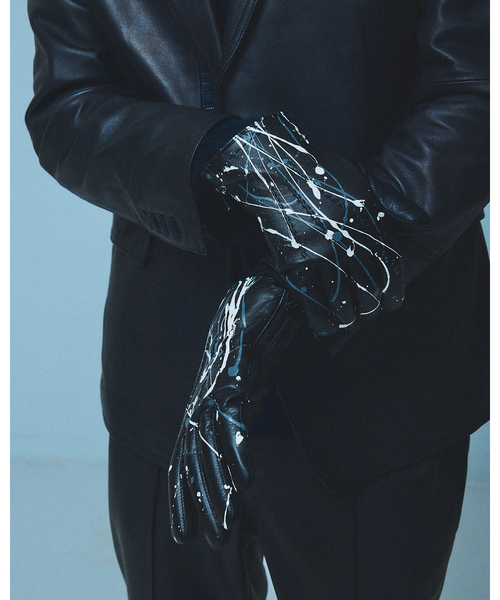 5351 POUR LES HOMMES ペインティング レザーグローブ / 手袋