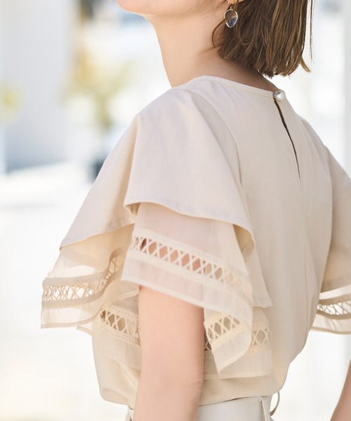 「RUIRUE BOUTIQUE」 半袖カットソー L ベージュ レディース_画像7