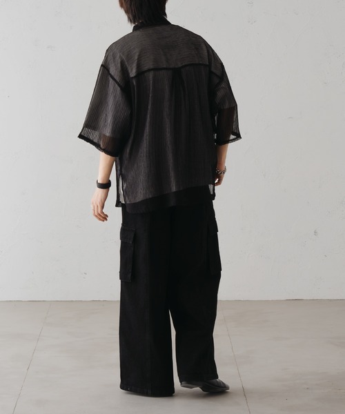 「epnok」 半袖シャツ LARGE グレイッシュブルー メンズ_画像6