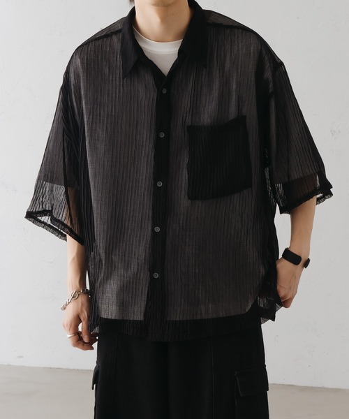 「epnok」 半袖シャツ LARGE グレイッシュブルー メンズ_画像8