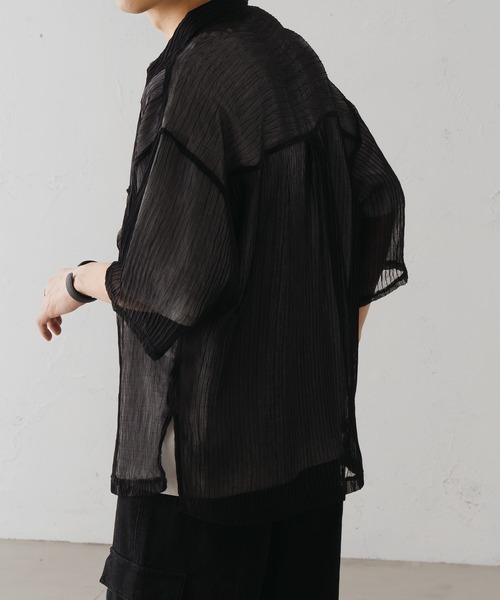 「epnok」 半袖シャツ LARGE グレイッシュブルー メンズ_画像9