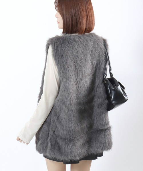 diante ファー ベスト グレー 𝐹𝑢𝑟 𝑣𝑒𝑠𝑡 ❤︎ @diante.official ふわっふわファーベスト