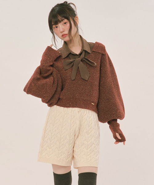 loin nuit ニット セーター sequin volume sleeve knit / スパンコール