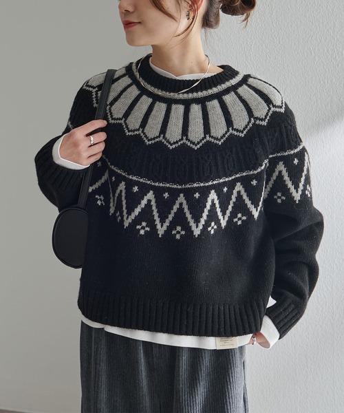 PUAL CE CIN シェットランドウール求心ニットプルオーバー pual ce cin ニット セーター シェットランドウール求心ニットプル