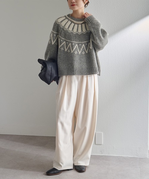 pual ce cin ニット セーター シェットランドウール求心ニットプル