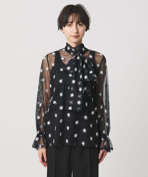 ユナイテッドアローズ チュールフラワー ブラウス 38 美品 UNITED ARROWS（ユナイテッドアローズ） ブラウス シャツ チュール