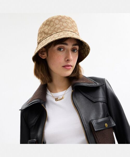 COACH（コーチ） 帽子 ハット シグネチャー ジャカード バケット