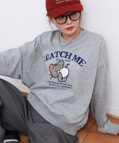 トレーナー スウェット 「Tom ＆ Jerry/トム ジェリー」サガラ刺繍 裏