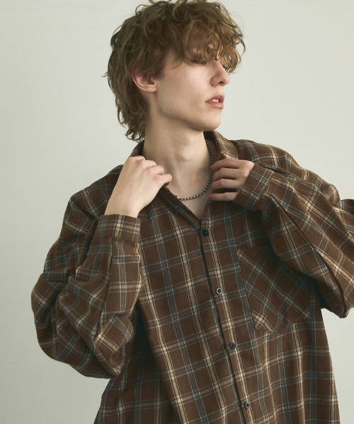 「Shoowtime」 長袖シャツ MEDIUM ブラウン系その他 メンズ_画像4