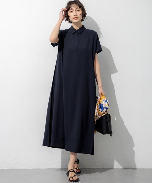 【新品タグ付】23区 ドライストレッチツイル ワンピース 32 XXS 半袖 23区（ニジュウサンク） ワンピース 半袖 ドライ2WAYツイル ワンピース