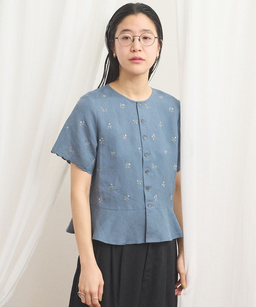 fig London（フィグロンドン） リネンシャツ ブラウス シャツ 夏 半袖