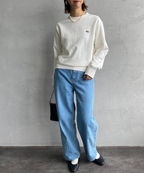 「LACOSTE」 スウェットカットソー 3 ネイビー レディース_5
