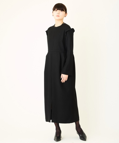 喪服 ワンピース 入学式 入園式 卒業式 ダブルクロスフォーマルブラックドレス「喪服・礼服」「入卒式・結婚式・二次会・食事会」