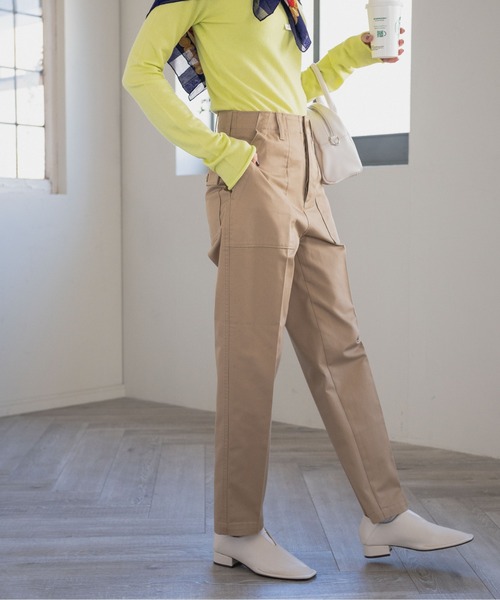 「ANGIE」 チノパンツ MEDIUM カーキ レディース_画像9