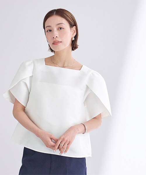 「ur's」 半袖チュニック L ネイビー レディース_画像2