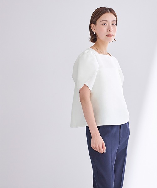 「ur's」 半袖チュニック L ネイビー レディース_画像4