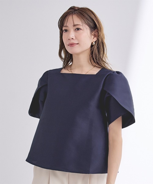 「ur's」 半袖チュニック L ネイビー レディース_画像8