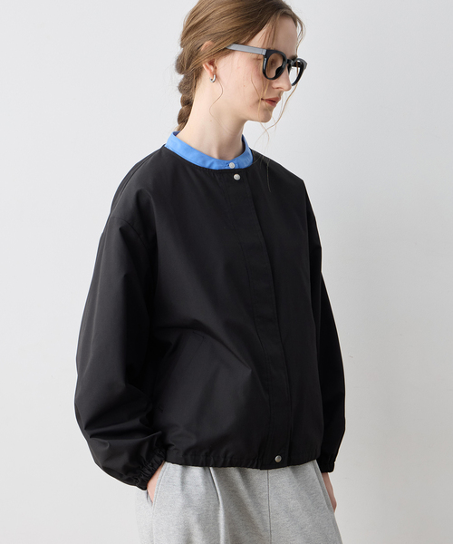 「LE SOUK HOLIDAY」 ノーカラージャケット L ネイビー レディース_画像5