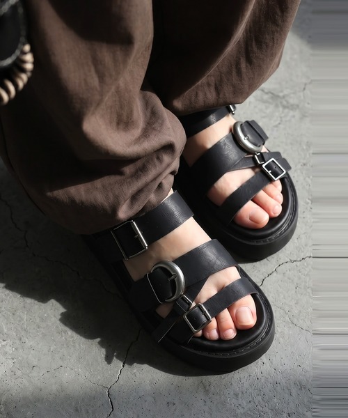 「antiqua」 フラットサンダル 36 ブラック レディース_画像9