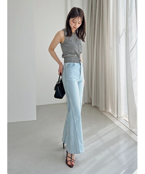 snidel カーブデニムワイドパンツ 00サイズ ライトブルー XS SNIDEL（スナイデル） デニムパンツ 00 ライトブルー レディース