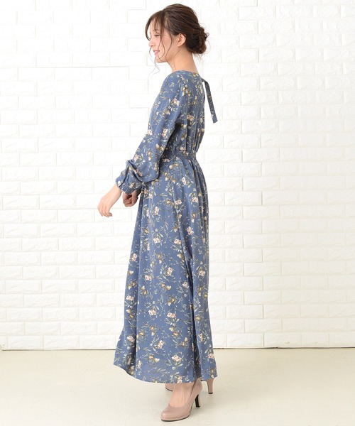 Lace Ladies（レースレディース） ワンピース 花柄フレア 長袖ロング