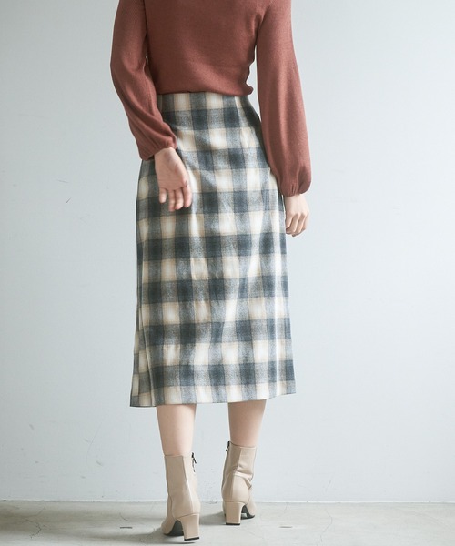 スカート オンブレチェックフレア スカート レディース : 58103278  