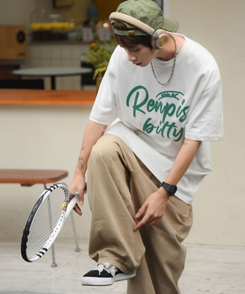 MGV（エムジーヴィー） tシャツ Tシャツ ペイント風ロゴオーバーサイズ