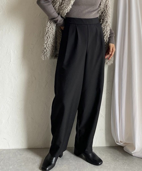 She's Closet スラックス パンツ ハイウエストタック入りワイド